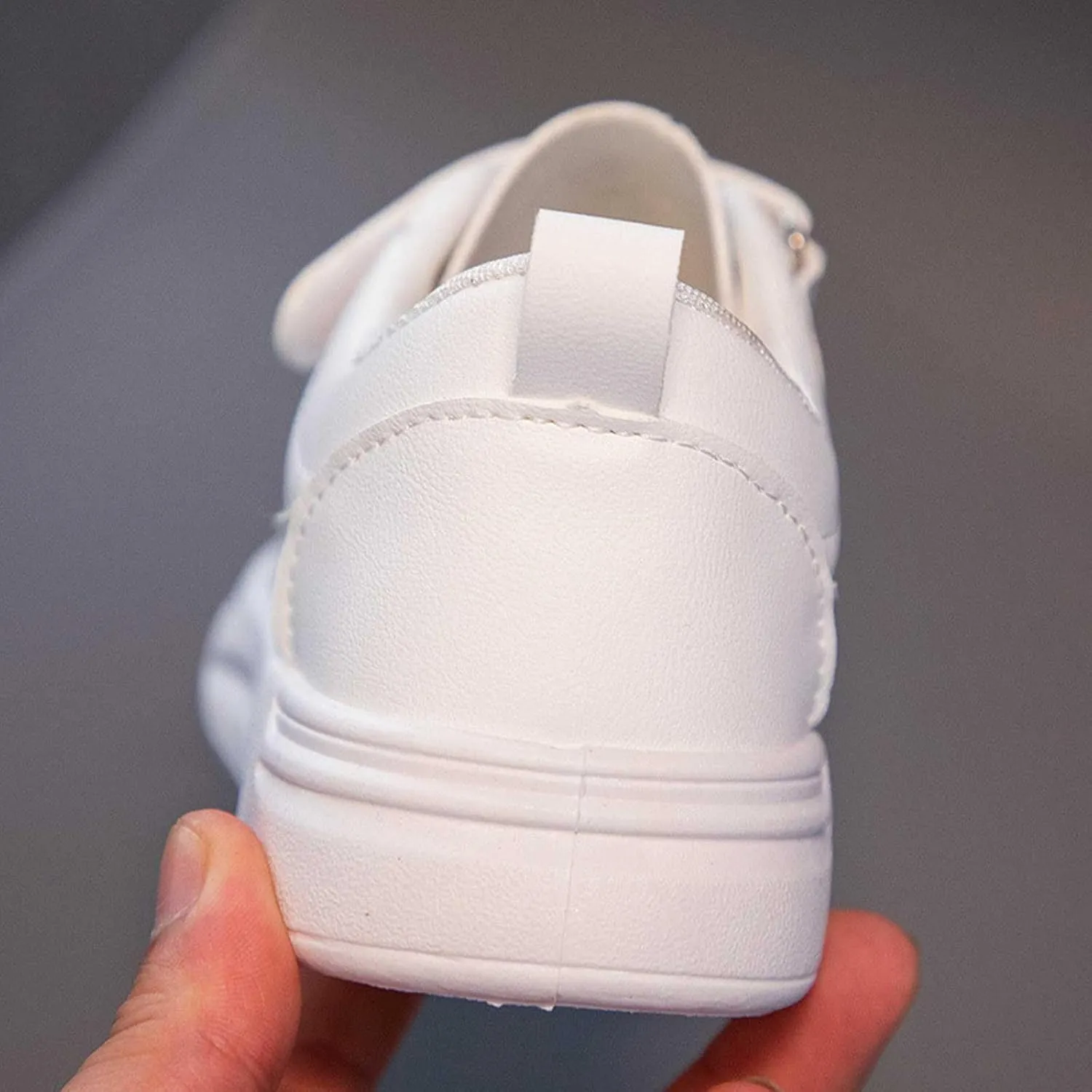 New Leather Rubber Shoes for Boys Girls Lightweight Canvas Shoes Athletic Running Classic Adjustable Strap Sneakers