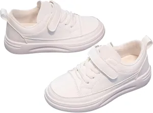 New Leather Rubber Shoes for Boys Girls Lightweight Canvas Shoes Athletic Running Classic Adjustable Strap Sneakers