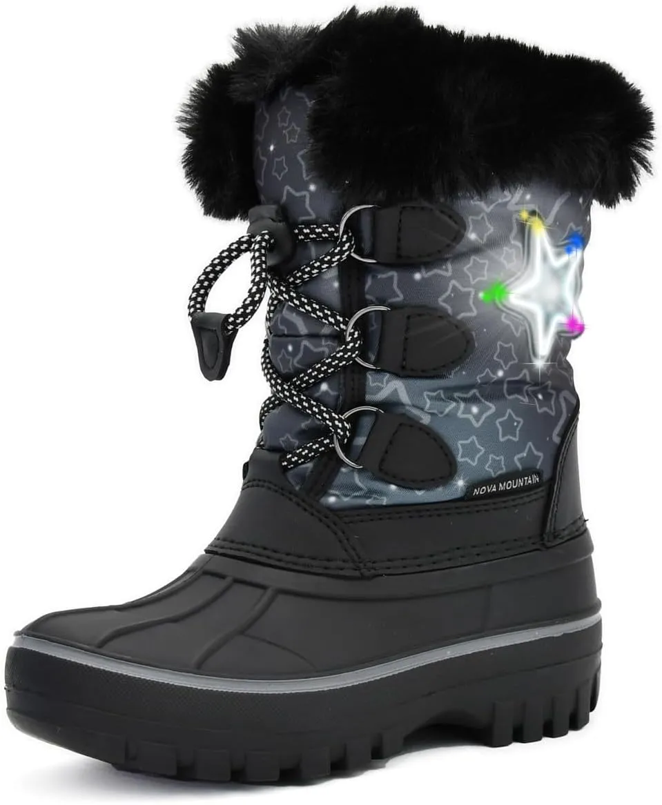 Nova Mountain Light Up Boots Boys Girls Little Kids Winter Snow Boots