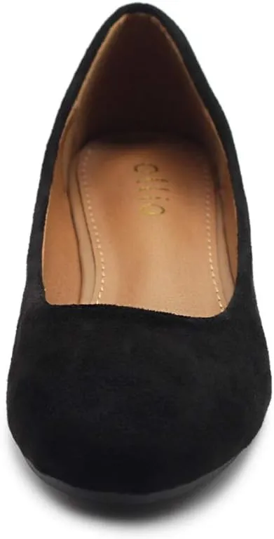 Ollio Womens Shoe Ballet Light Faux Suede Low Heels Flat