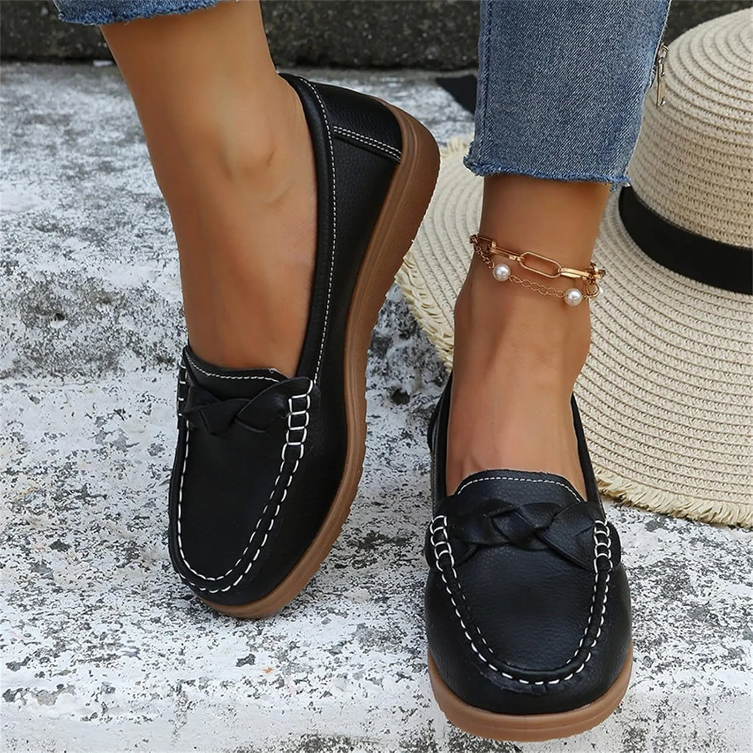 Orthopedic Loafers in Breathable Leather, Wide Size Casual Leather Orthopedic Sandals, Orthopedic Shoes for Women