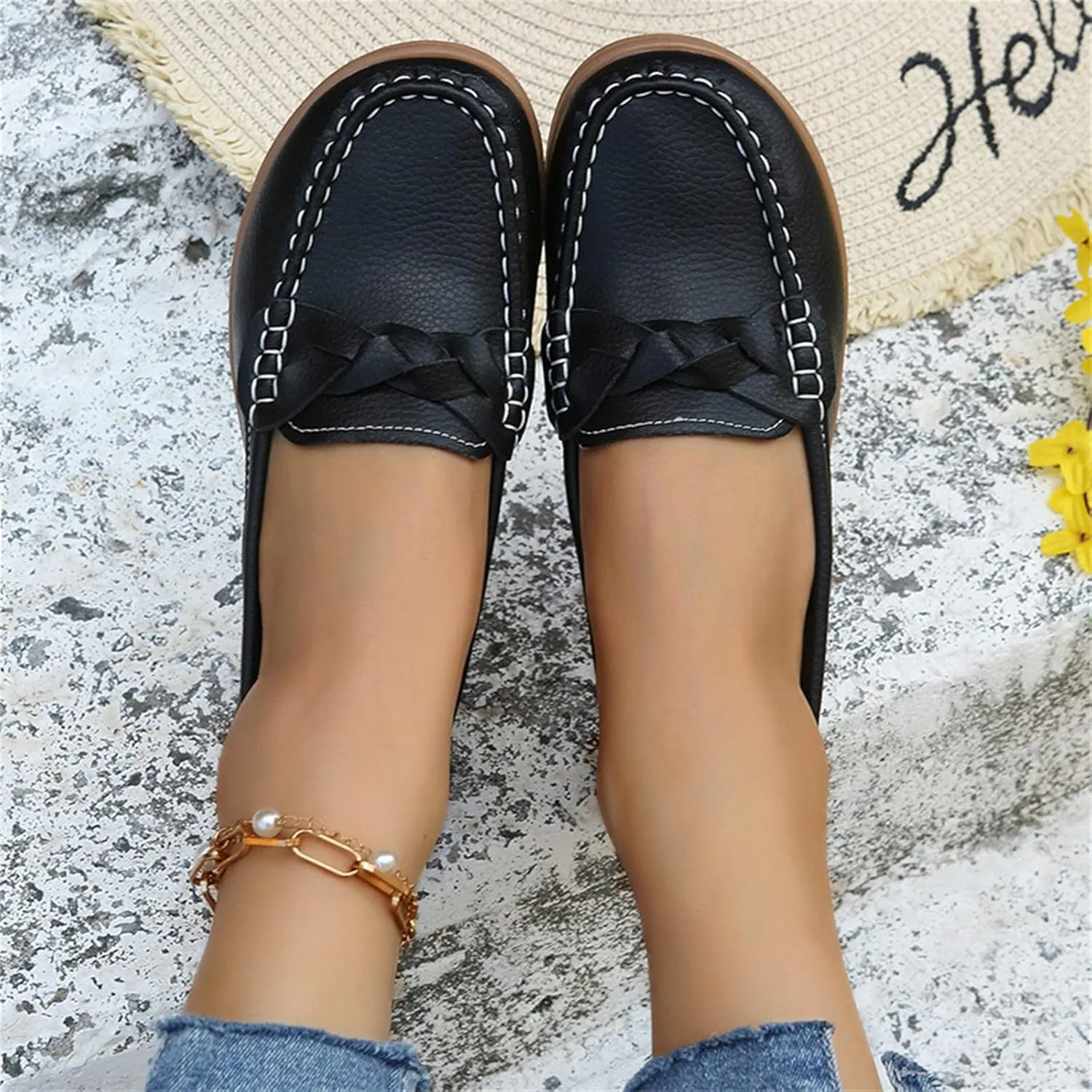 Orthopedic Loafers in Breathable Leather, Wide Size Casual Leather Orthopedic Sandals, Orthopedic Shoes for Women