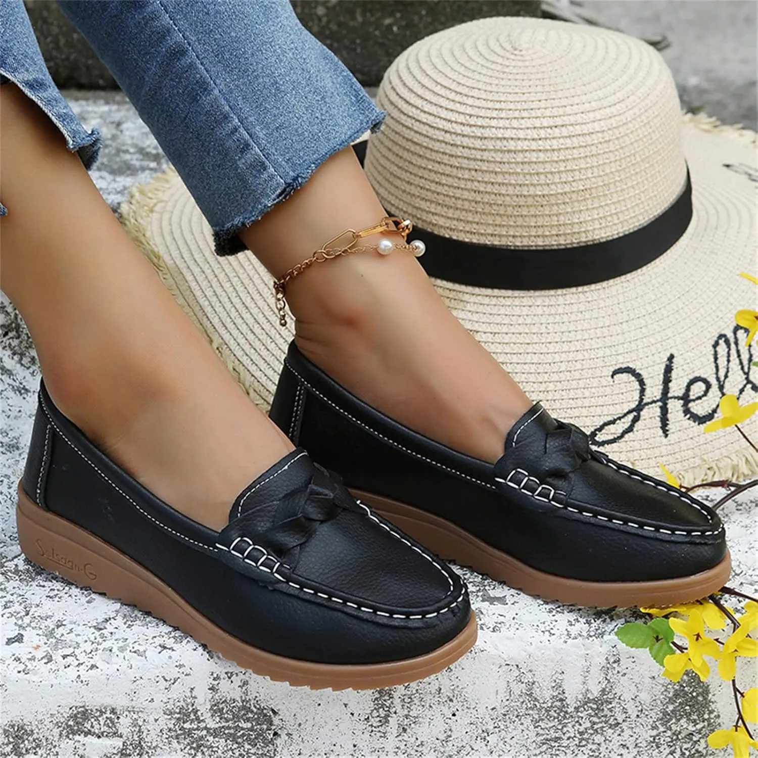 Orthopedic Loafers in Breathable Leather, Wide Size Casual Leather Orthopedic Sandals, Orthopedic Shoes for Women