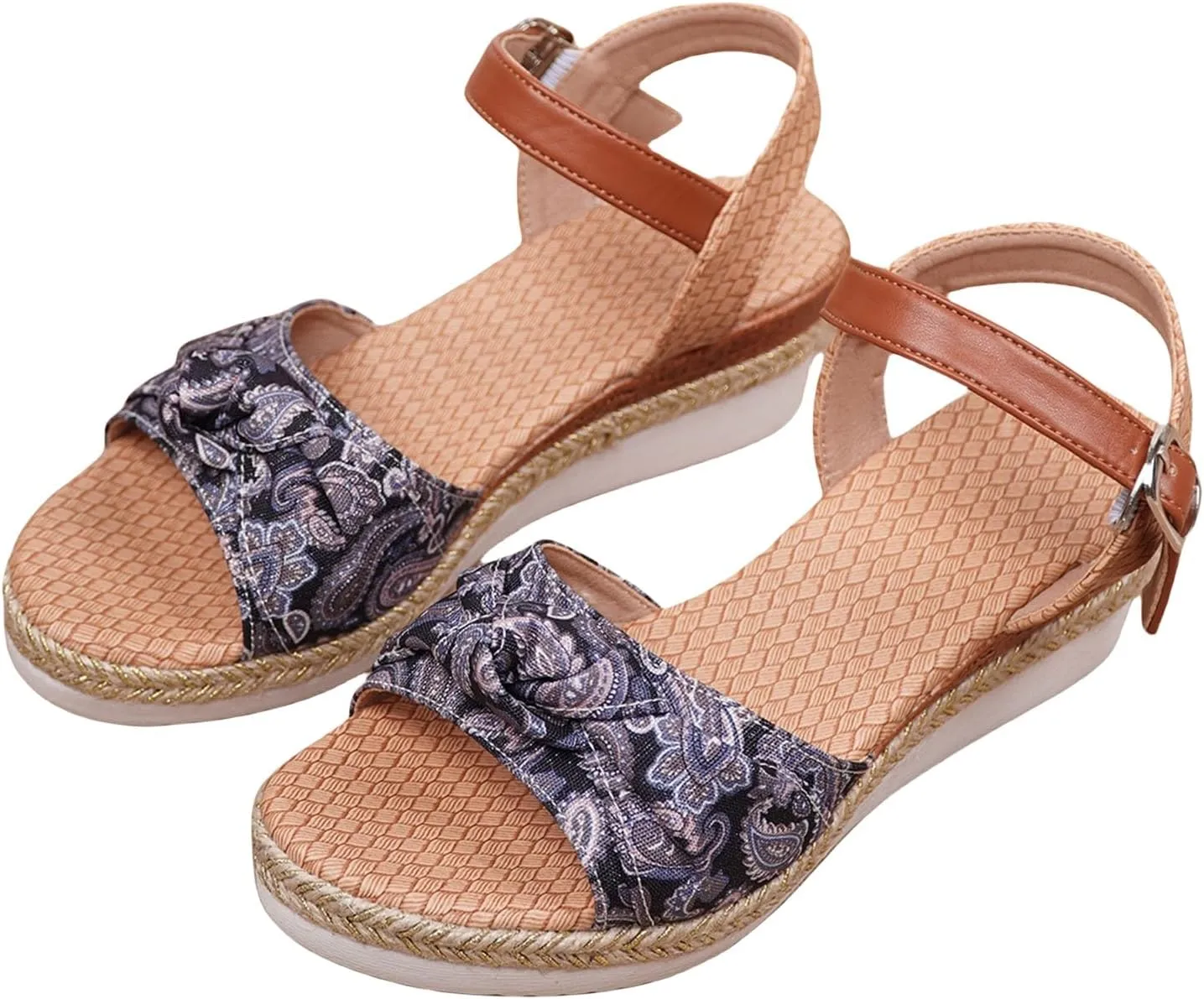 Orthopedic Sandals for Women Arch Support Walking Sandals Comfortable Open Toe Buckle Low Wedge Sandal Beach Shoes