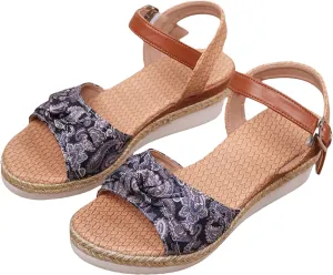 Orthopedic Sandals for Women Arch Support Walking Sandals Comfortable Open Toe Buckle Low Wedge Sandal Beach Shoes