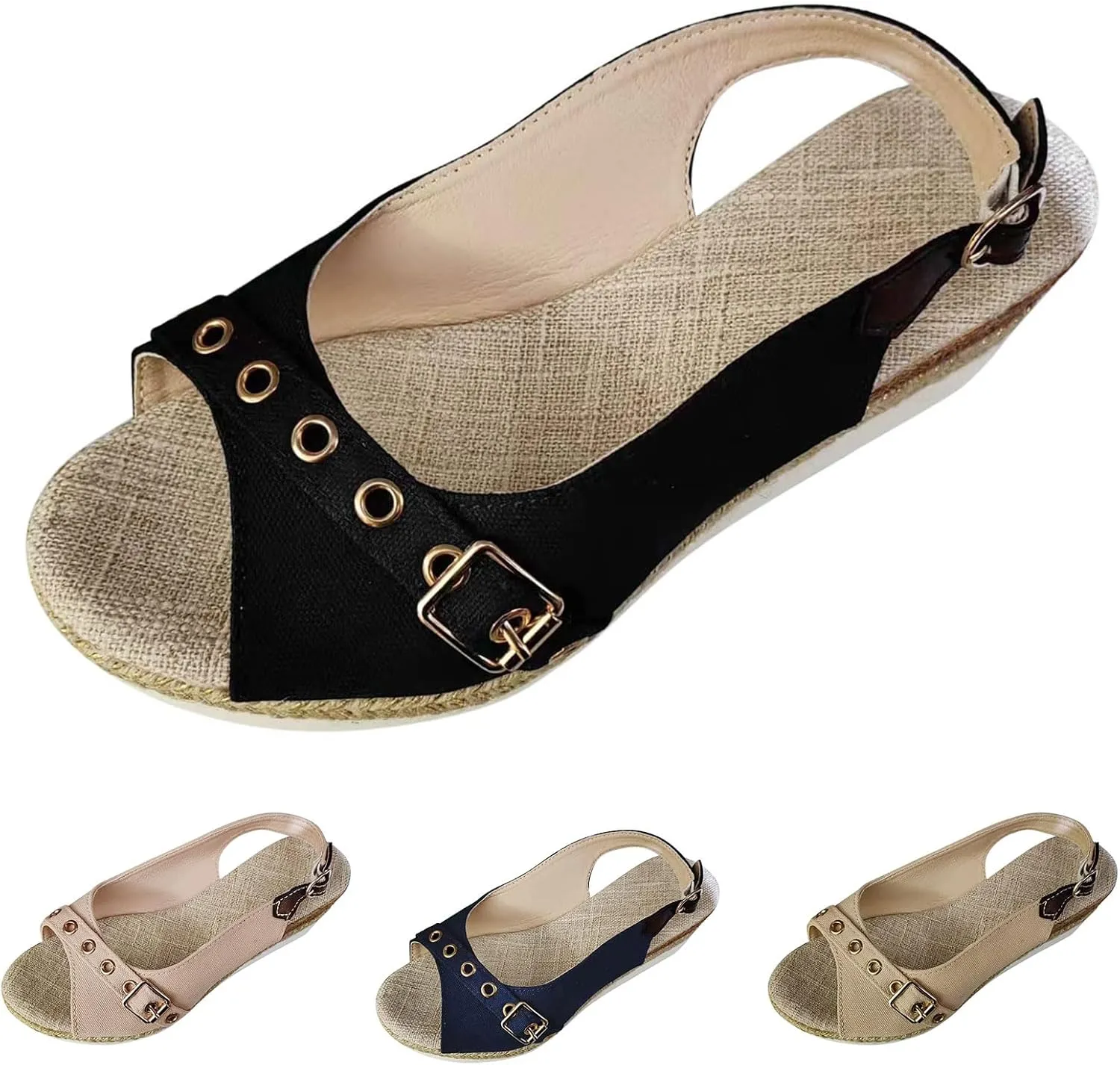 Orthopedic Sandals for Women Arch Support Walking Sandals Slip-on High Heels Open Toe Wedge Shoes Summer Beach Shoes