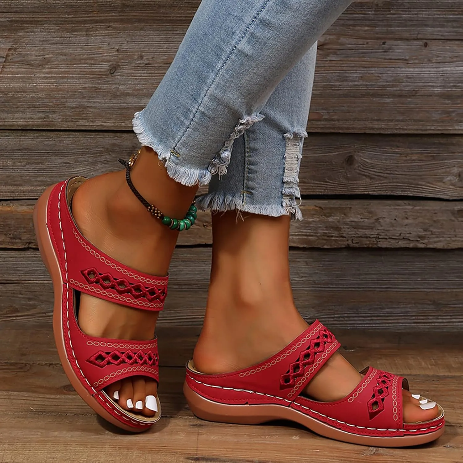 Plantar Fasciitis Sandals Women Memory Foam Womens Orthopedic Walking Shoes Black Flat Sandals for Women Arch Support Slides for Women Extra Wide Womens Sandals Planter Fasciitis Sandals for Women
