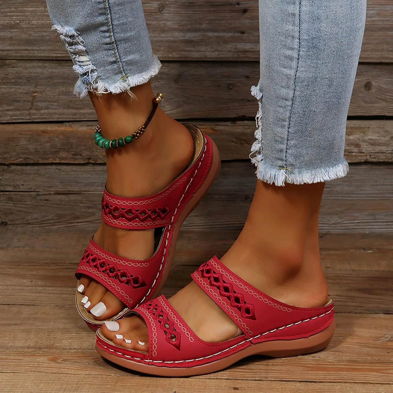 Plantar Fasciitis Sandals Women Memory Foam Womens Orthopedic Walking Shoes Black Flat Sandals for Women Arch Support Slides for Women Extra Wide Womens Sandals Planter Fasciitis Sandals for Women