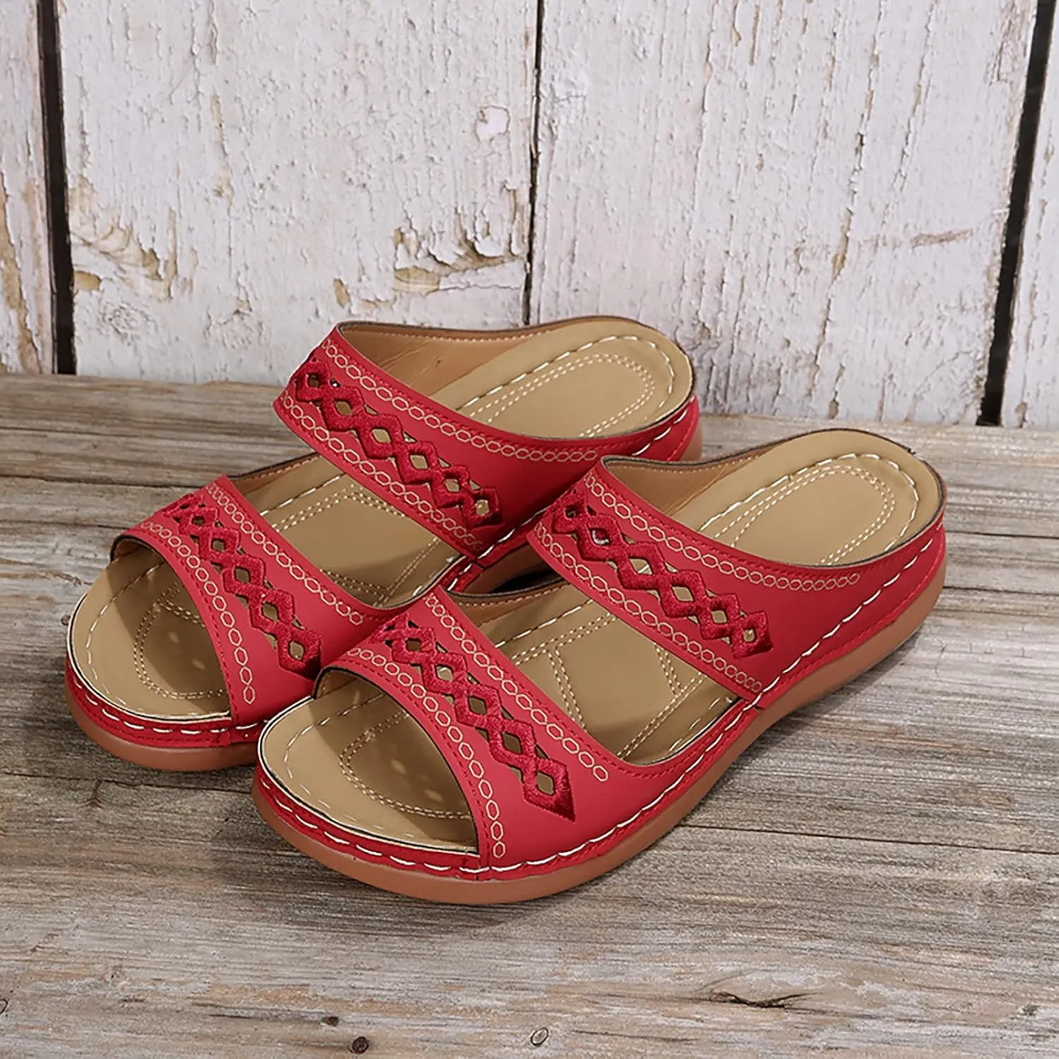 Plantar Fasciitis Sandals Women Memory Foam Womens Orthopedic Walking Shoes Black Flat Sandals for Women Arch Support Slides for Women Extra Wide Womens Sandals Planter Fasciitis Sandals for Women