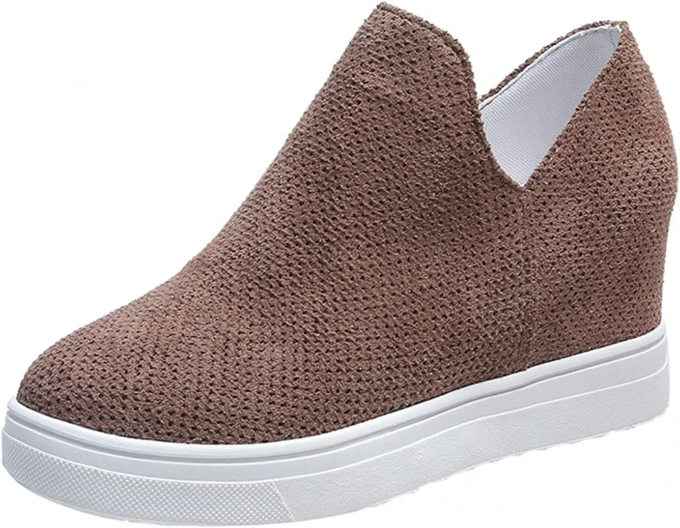 Platform Fashion Sneakers for Women, Breathable V Cut Chunky Bottom Flats Slip On Loafers,Anti Skid Thick Mid Heels Low Top Work Nurse Driving Walking Shoes