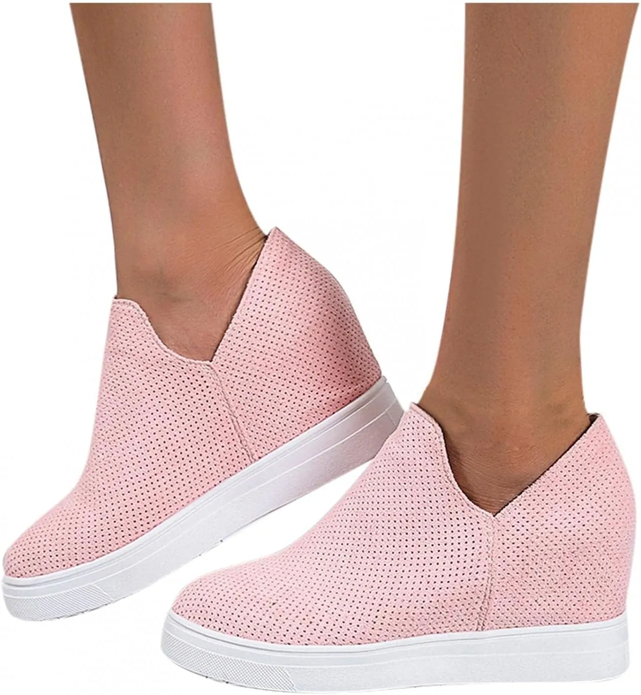 Platform Fashion Sneakers for Women, Breathable V Cut Chunky Bottom Flats Slip On Loafers,Anti Skid Thick Mid Heels Low Top Work Nurse Driving Walking Shoes