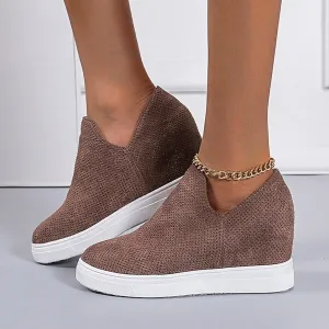 Platform Fashion Sneakers for Women, Breathable V Cut Chunky Bottom Flats Slip On Loafers,Anti Skid Thick Mid Heels Low Top Work Nurse Driving Walking Shoes