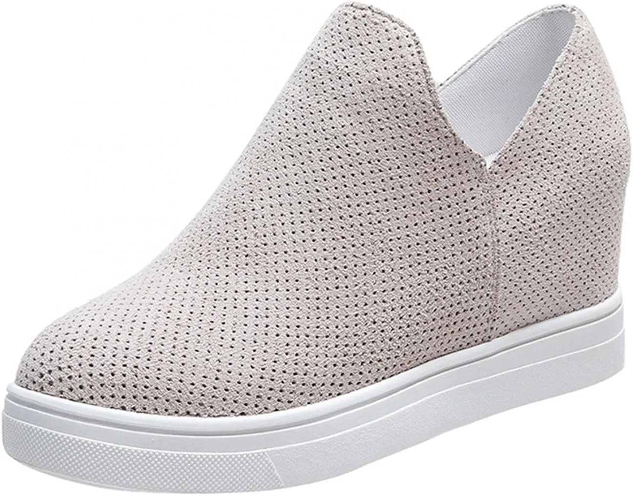 Platform Fashion Sneakers for Women, Breathable V Cut Chunky Bottom Flats Slip On Loafers,Anti Skid Thick Mid Heels Low Top Work Nurse Driving Walking Shoes