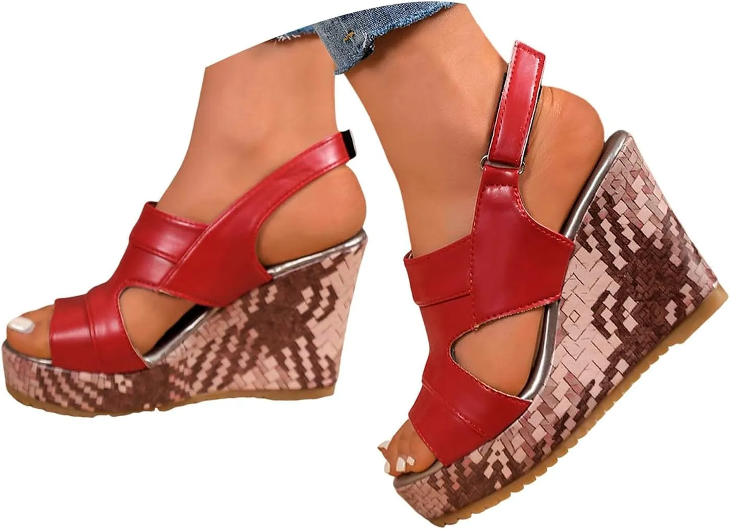 Platform Sandals for Women Wedge Ankel Strap Womens Wedge Sandals Lightweight Comfort Slip On Open Toe Summer Shoes