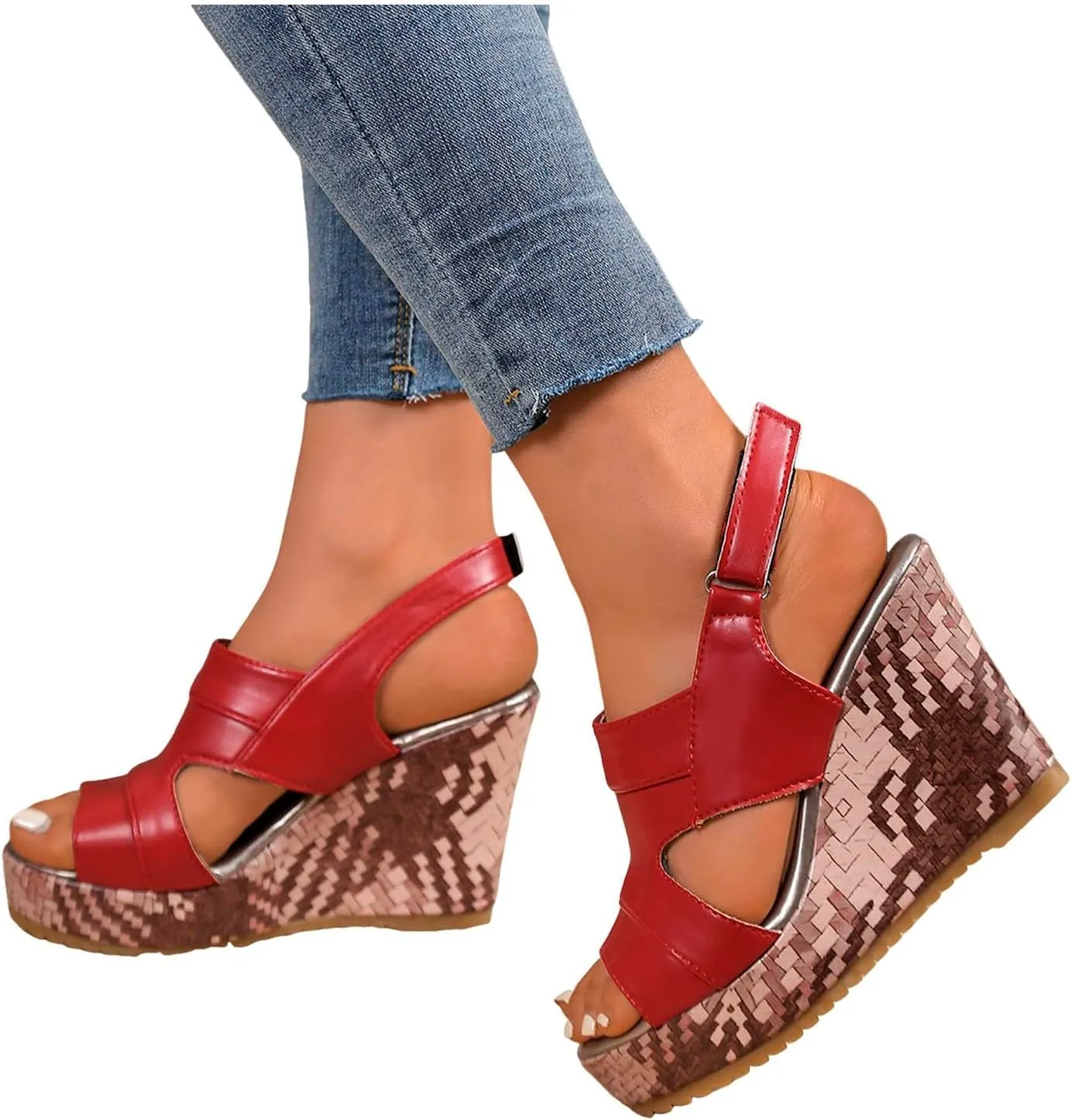 Platform Sandals for Women Wedge Ankel Strap Womens Wedge Sandals Lightweight Comfort Slip On Open Toe Summer Shoes