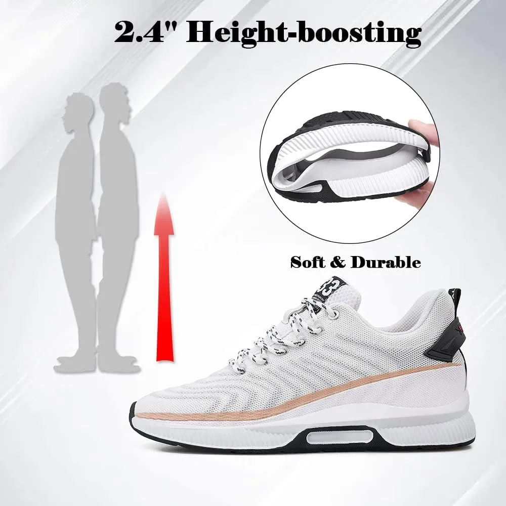 Recyphi Men's Invisible Height Increasing Elevator Shoes Lightweight Sport Shoes Height-Boosting Fashion Sneakers 2.4" Taller
