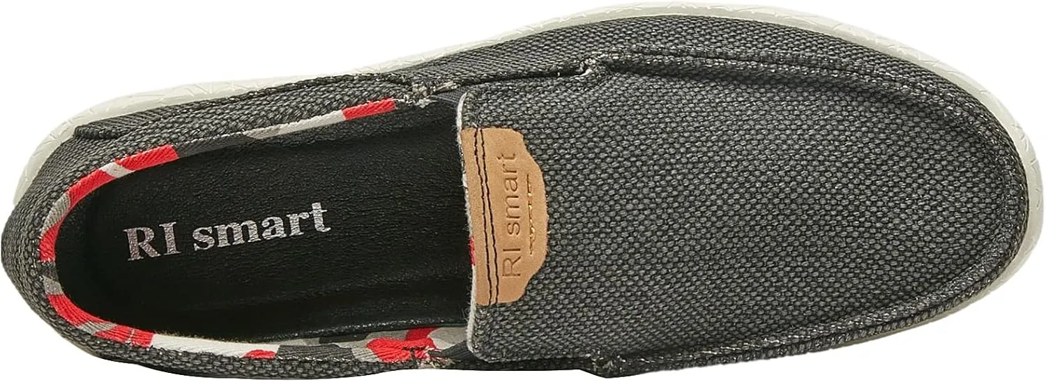 rismart Men's Slip on Loafers Breathable Canvas Casual Sneaker Walking Shoes