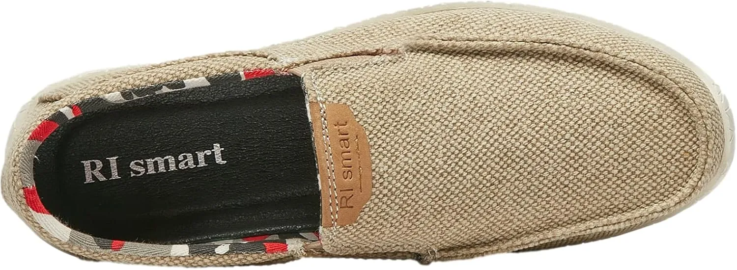 rismart Men's Slip on Loafers Breathable Canvas Casual Sneaker Walking Shoes