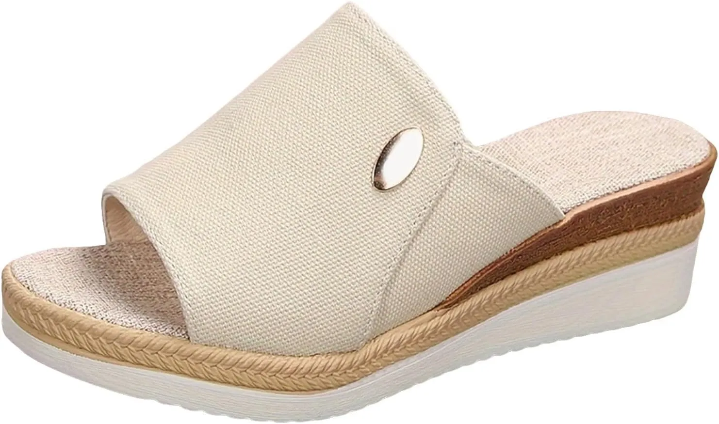 Roorsily Women's Breathable Sandals Heel Thick Sole Wedge Sandals Beach Non Slip Wedge Sandals Denim Wedge Sandals