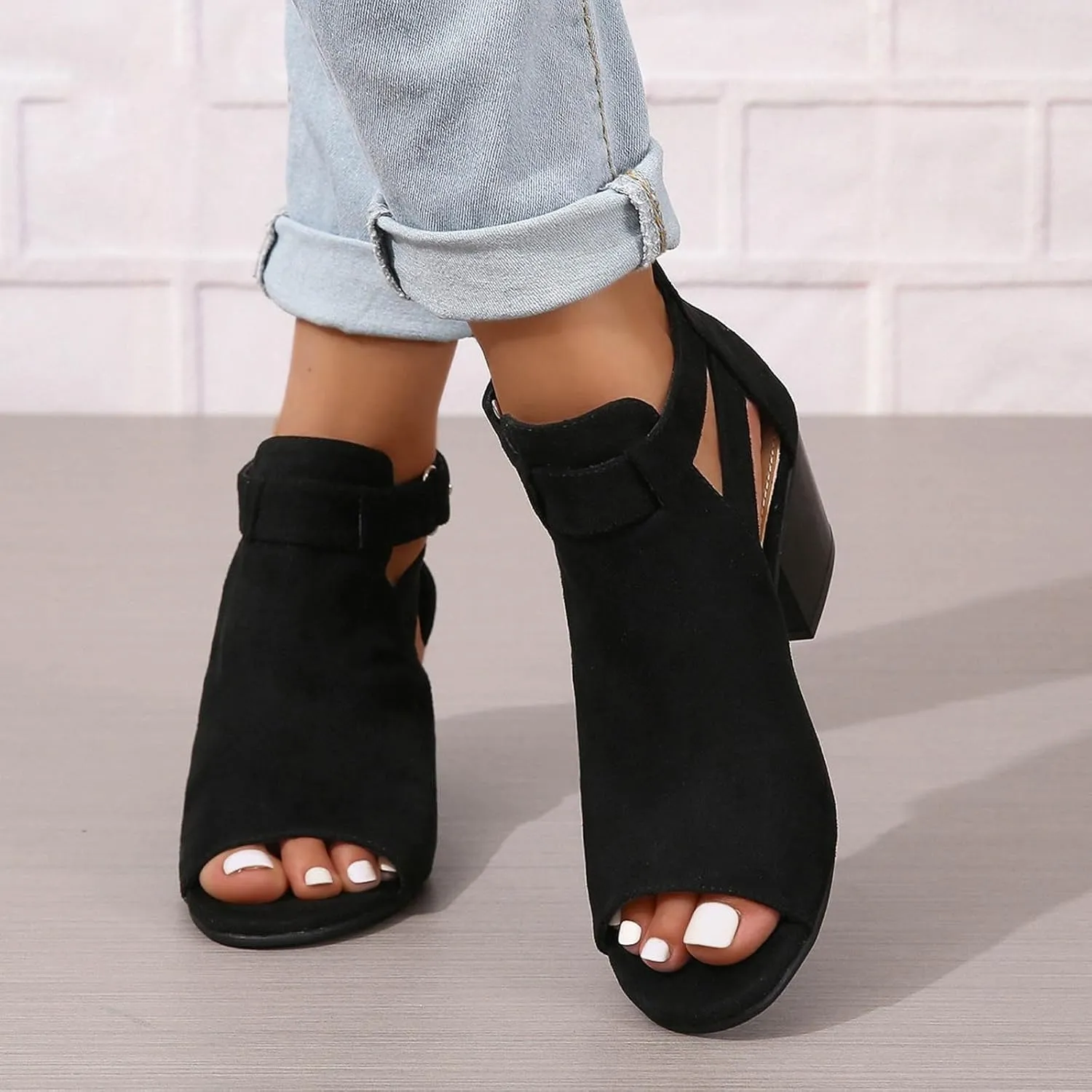 Sandal Heels Shoes for Women Sexy Women's Block Heels Boots Zip Back Ankle Tall High Heel Boots Woman Shoe Size 8 Heel