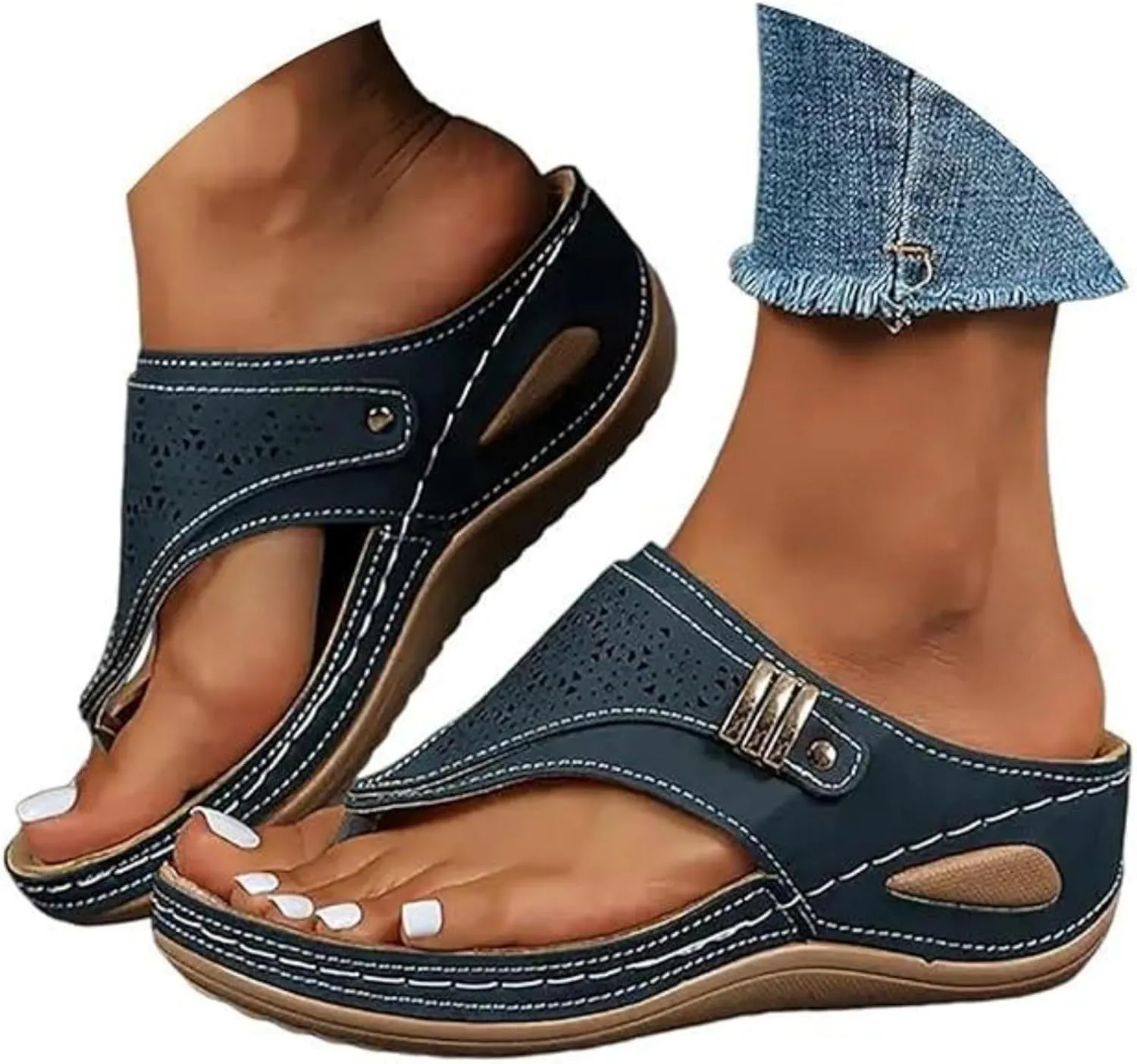 Sandals For Women 2025 Comfortable Walking Casual Dressy Summer Orthopedic Slippers Beach Orthotic Thong Flip Flops