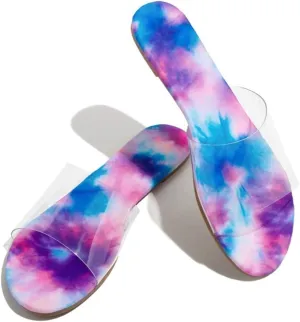Sandals for Women Flat,Comfortable Clear Snakeskin Flip Flops Anti-Skid Lightweight Slippers for Beach/Holiday/Poolside