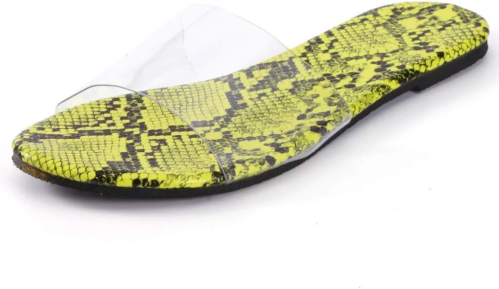 Sandals for Women Flat,Comfortable Clear Snakeskin Flip Flops Anti-Skid Lightweight Slippers for Beach/Holiday/Poolside