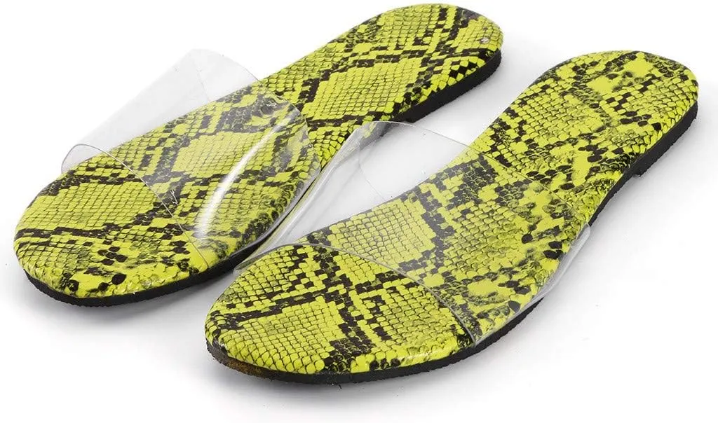 Sandals for Women Flat,Comfortable Clear Snakeskin Flip Flops Anti-Skid Lightweight Slippers for Beach/Holiday/Poolside