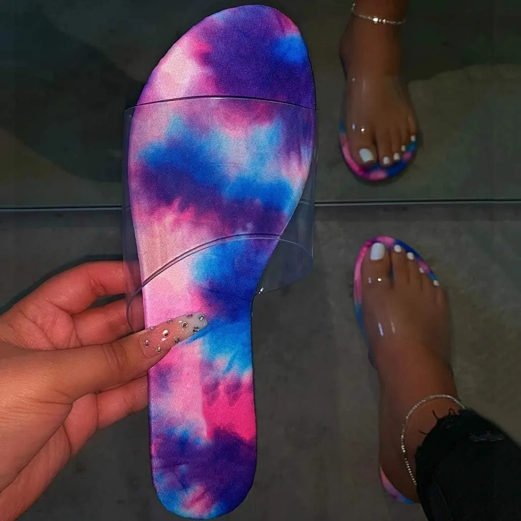 Sandals for Women Flat,Comfortable Clear Snakeskin Flip Flops Anti-Skid Lightweight Slippers for Beach/Holiday/Poolside