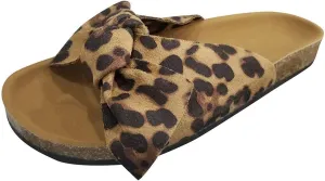 Sandals for Women Flat,Slide Sandals for Women Cork Sole Canvas Cute Knot Bow Womens Slides Sandals for Women