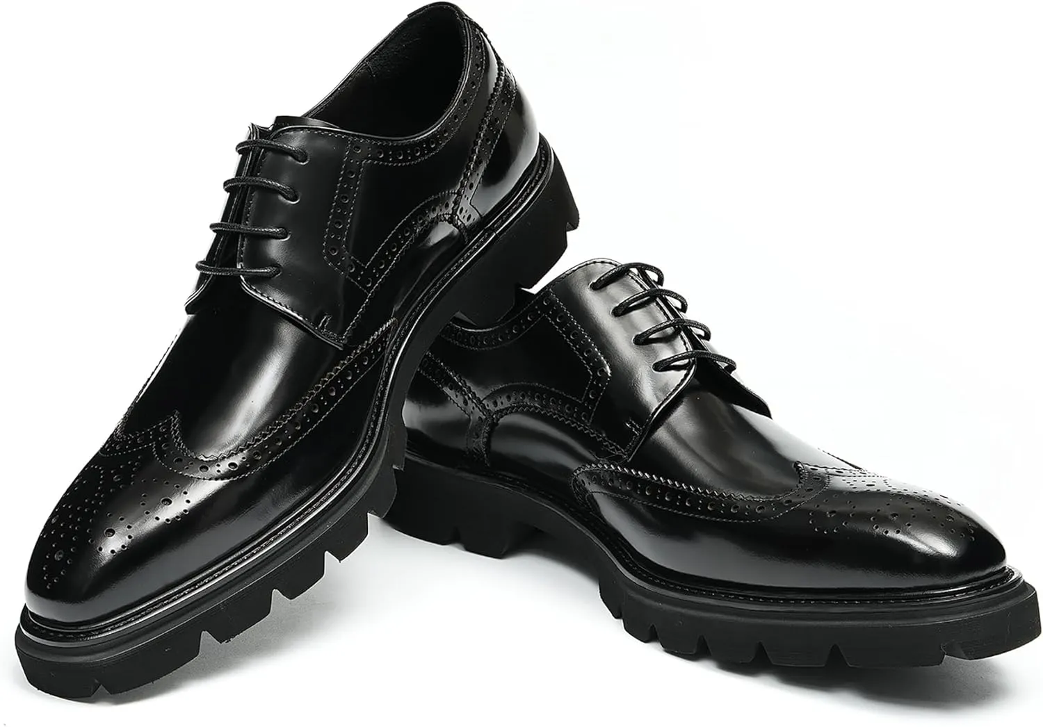 Santimon Mens Oxfords Fomarl Dress Genuine Leather Wingtips Brogue Oxfords Fahion Business Casual Tuxedo Wedding Comfortable Prom Shoes for Men
