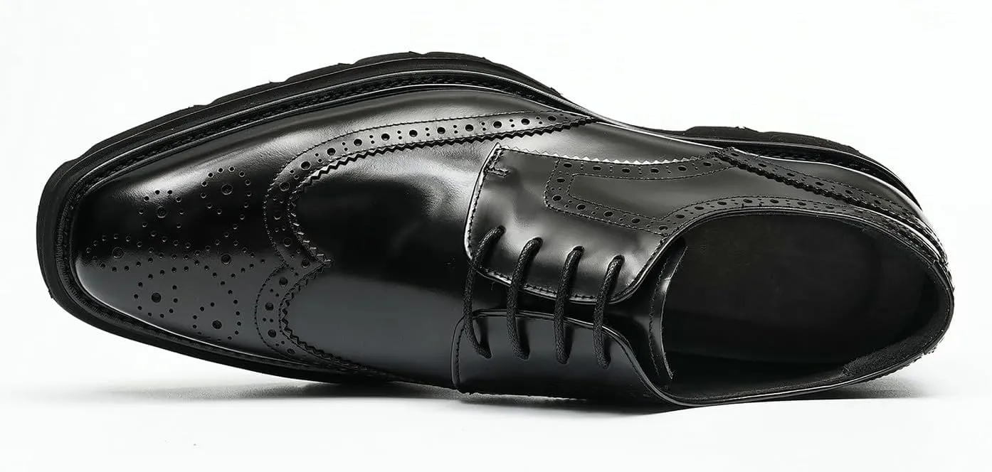 Santimon Mens Oxfords Fomarl Dress Genuine Leather Wingtips Brogue Oxfords Fahion Business Casual Tuxedo Wedding Comfortable Prom Shoes for Men