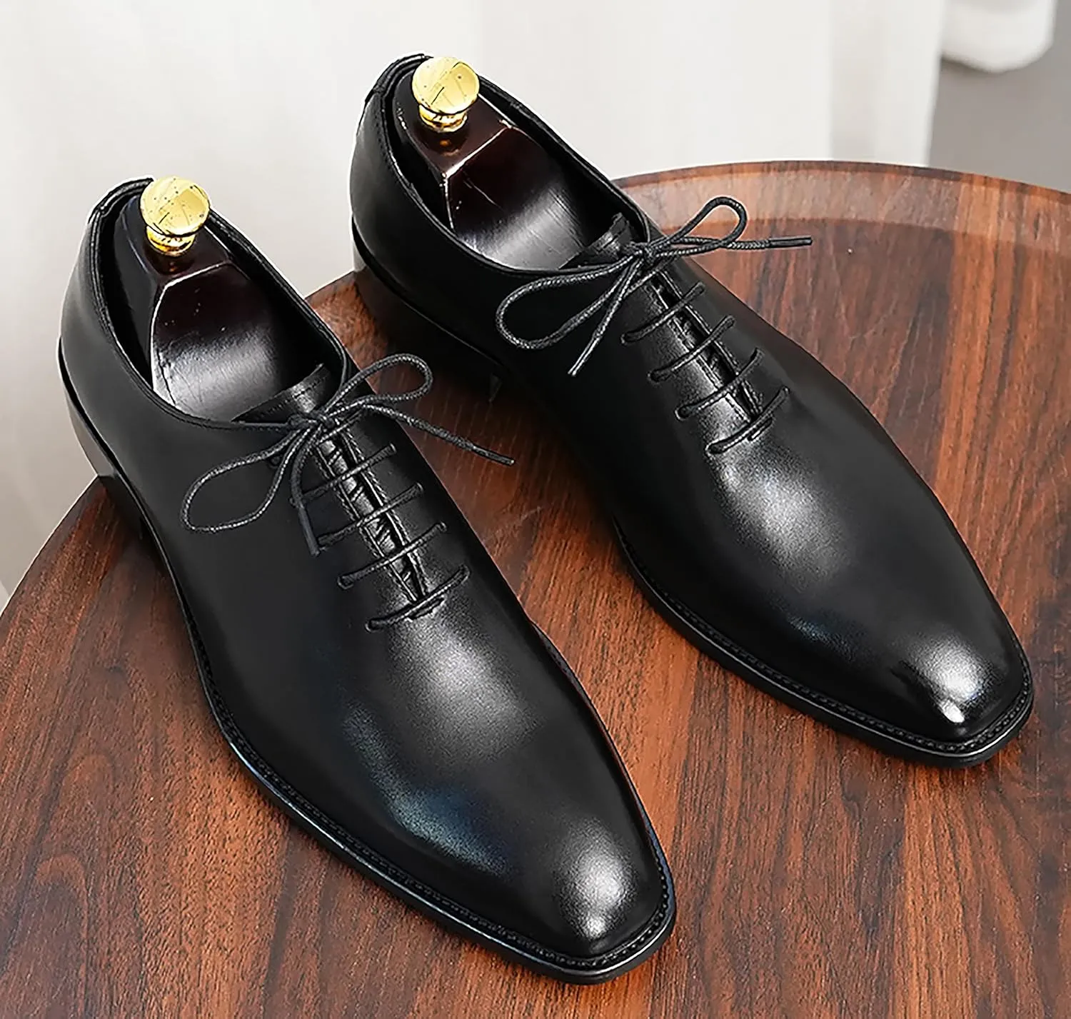 Santimon Mens Oxfords Wedding Dress Genuine Leather Whole Cut Derby Formal Business Fashion Casual Prom Shoes for Men