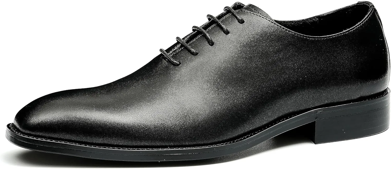 Santimon Mens Oxfords Wedding Dress Genuine Leather Whole Cut Derby Formal Business Fashion Casual Prom Shoes for Men