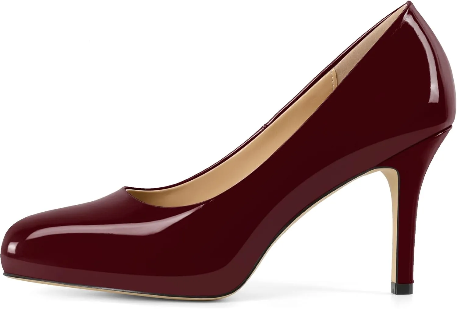 Soireelady Womens Platform Pumps Heels High Heel Stiettos Closed Round Toe Slip On Fashion Daily Work Dress Shoes 3.5 Inches