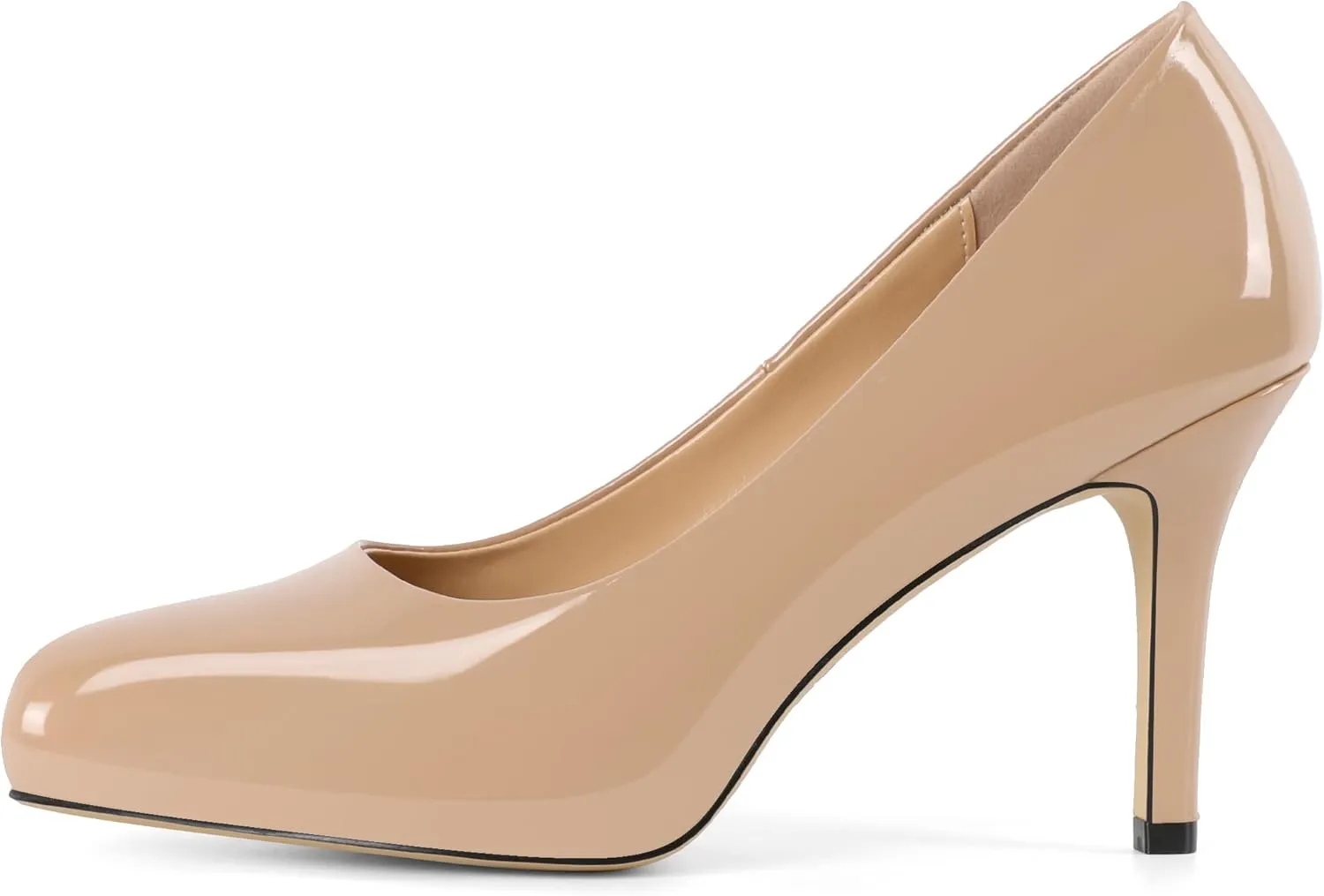 Soireelady Womens Platform Pumps Heels High Heel Stiettos Closed Round Toe Slip On Fashion Daily Work Dress Shoes 3.5 Inches