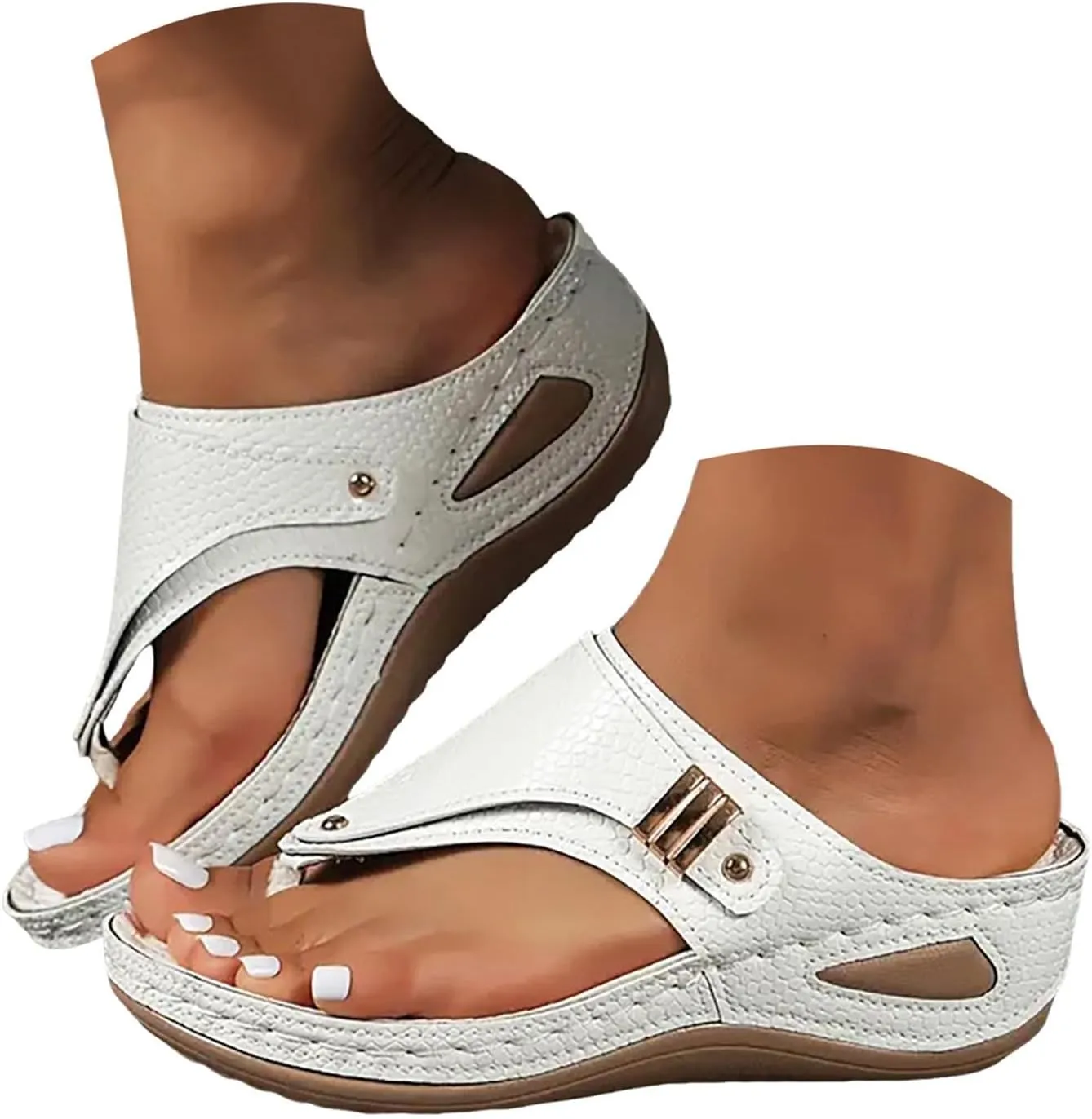 Summer Sandals For Women 2025,Women's Orthopedic Cushion Flip Flops Slide Wedge Sandal Womens Arch Support Slides Comfortable Casual Straps Slip-On Plantar Fasciitis Bunion Dressy Beach Walking Shoes