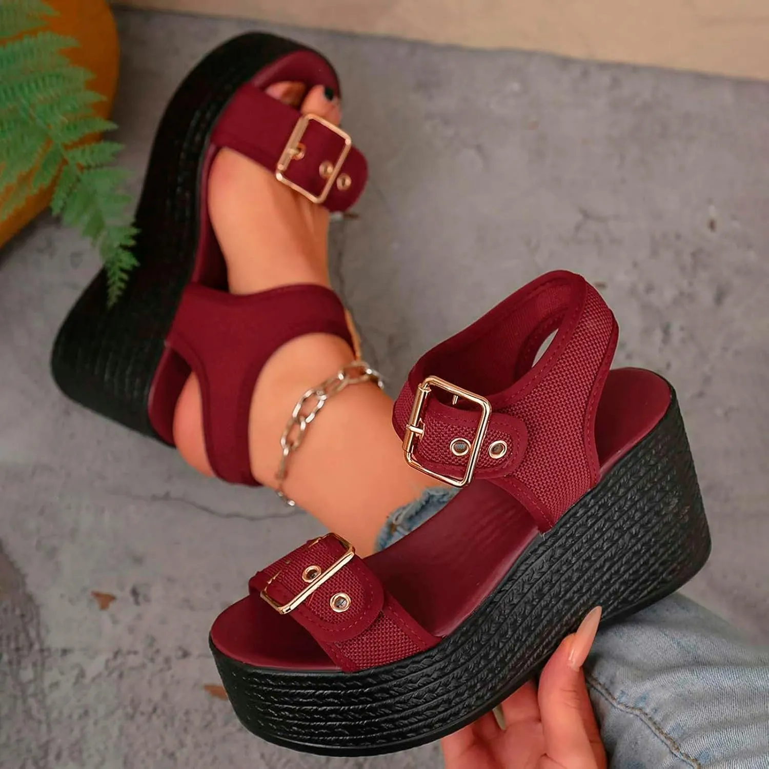 Summer Sandals For Women 2025,Women's Wedge Straps Platform Knit Comfort Slingback Dress Open Toe Slip-on Elastic Ankle Strap Casual Dressy Walking Comfy Shoes for Daily Wear
