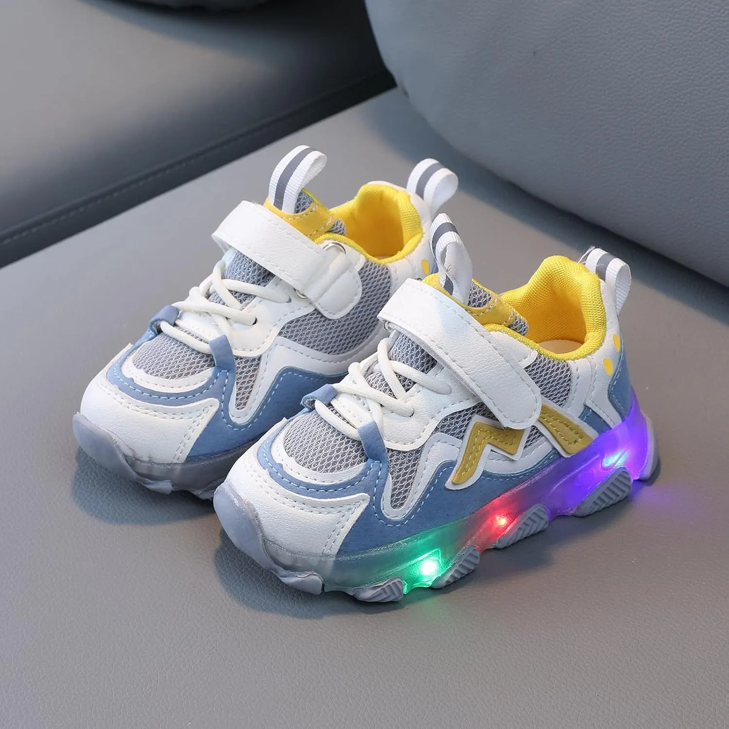 Toddler Baby Boys Girls LED Light Up Luminous Sneakers Casual Comfortable Breathable Slip On Running Sport Shoes
