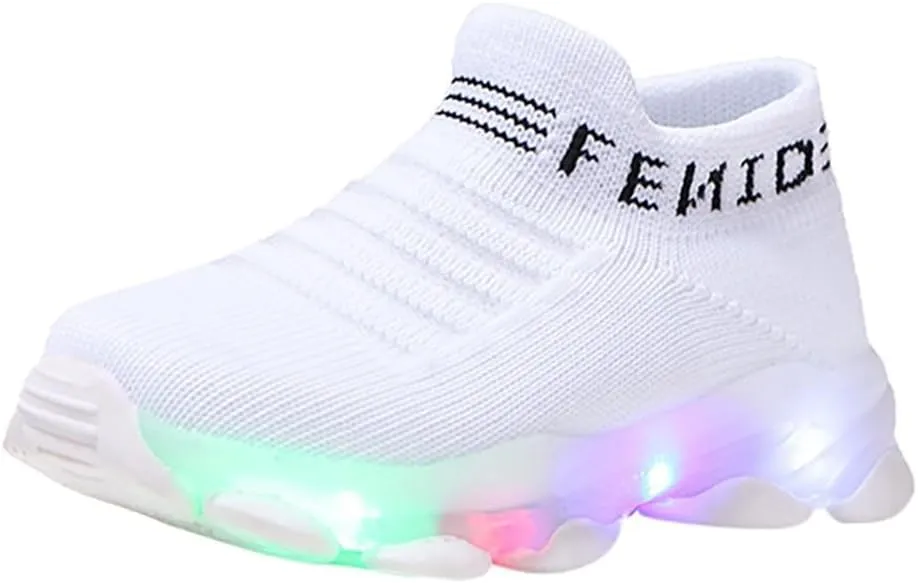 Toddler Boys Light Up Shoes, Lightweight Breathable Anti-Slip, Flashing Sport Sneakers for Girls' Athletic Shoes