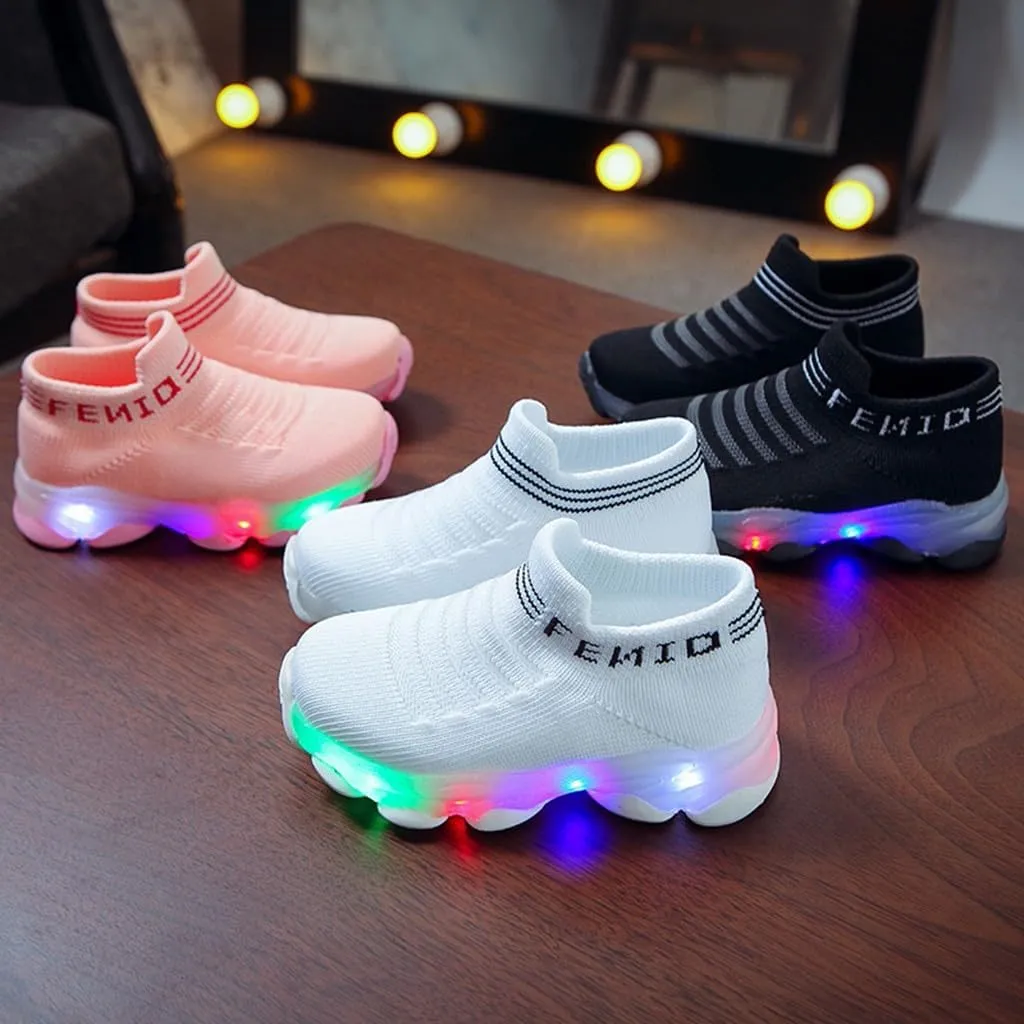 Toddler Boys Light Up Shoes, Lightweight Breathable Anti-Slip, Flashing Sport Sneakers for Girls' Athletic Shoes