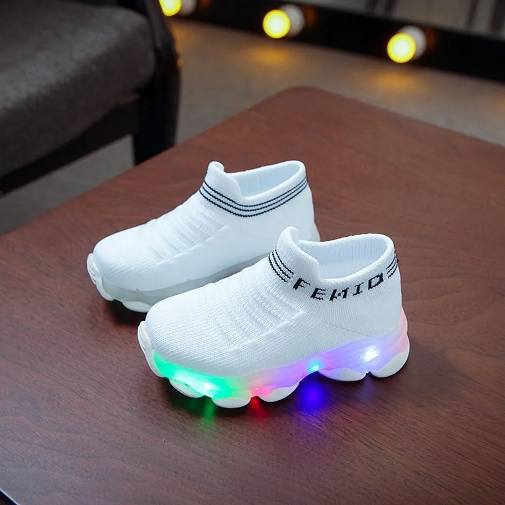 Toddler Boys Light Up Shoes, Lightweight Breathable Anti-Slip, Flashing Sport Sneakers for Girls' Athletic Shoes