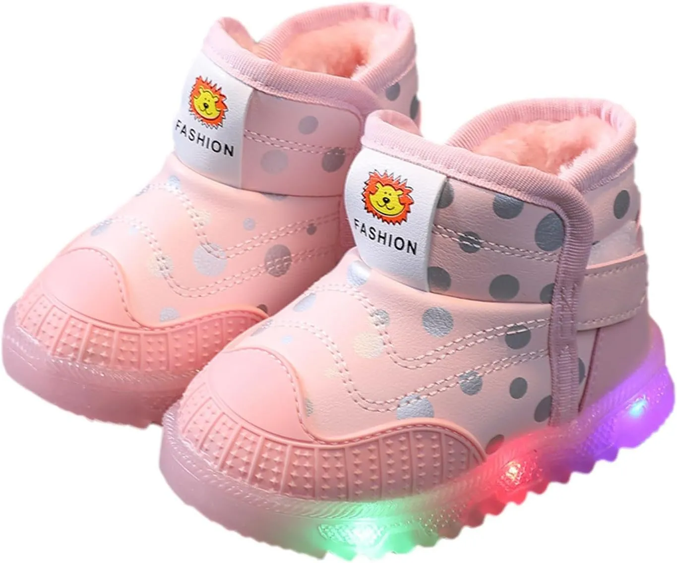 Toddler Girls Boys Light Up Shoes LED Cotton Warm Breathable Lightweight Walking Sneakers Winter Warm Ankle Boots
