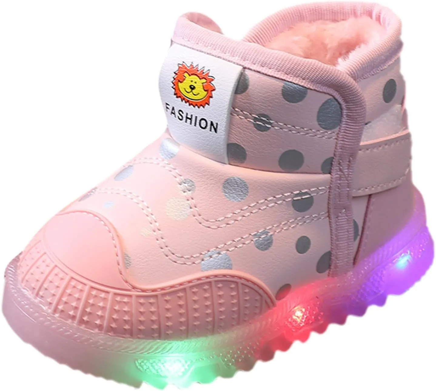Toddler Girls Boys Light Up Shoes LED Cotton Warm Breathable Lightweight Walking Sneakers Winter Warm Ankle Boots