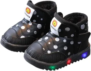 Toddler Girls Boys Light Up Shoes LED Cotton Warm Breathable Lightweight Walking Sneakers Winter Warm Snow Boots Size 5