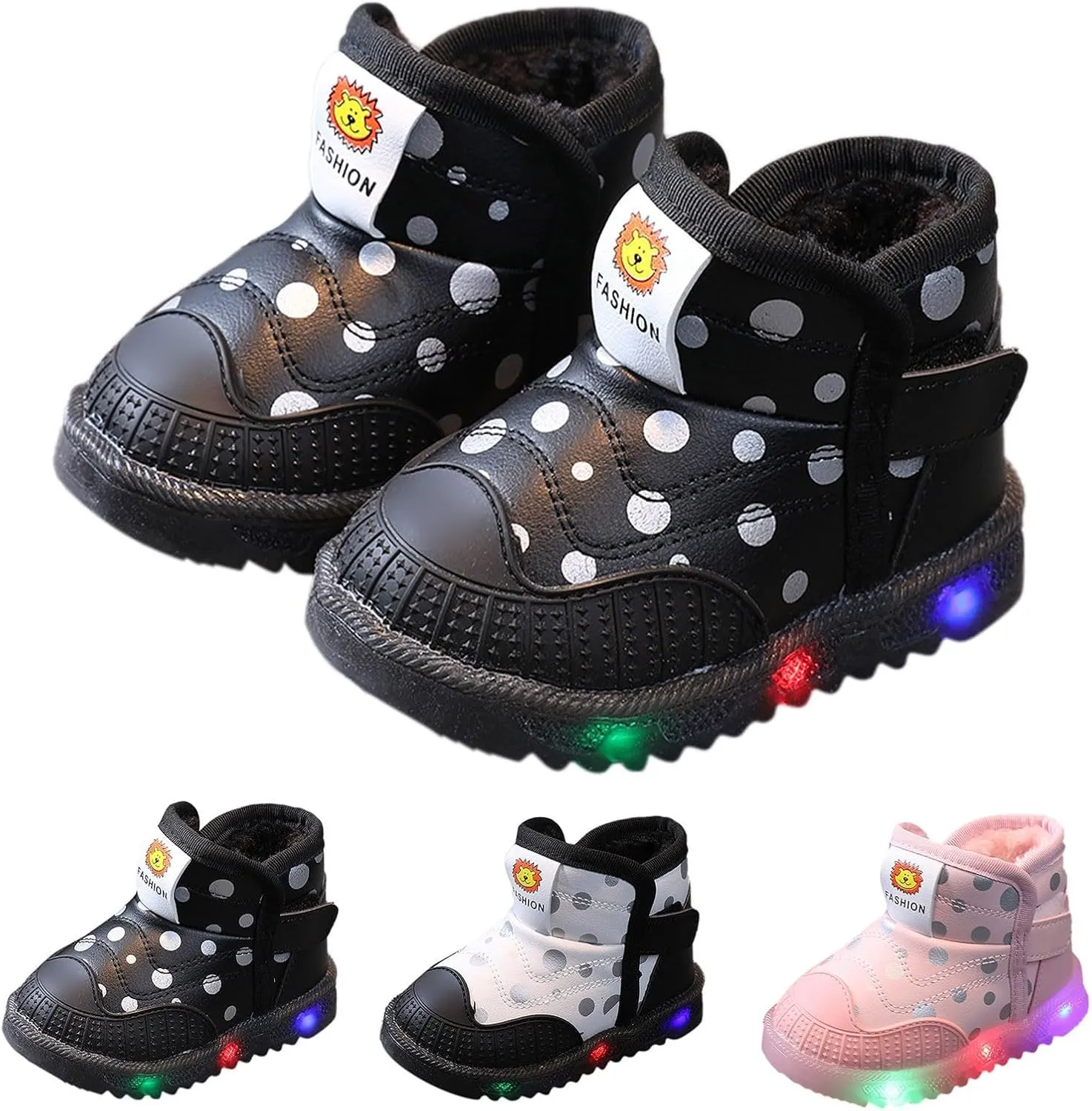 Toddler Girls Boys Light Up Shoes LED Cotton Warm Breathable Lightweight Walking Sneakers Winter Warm Snow Boots Size 5