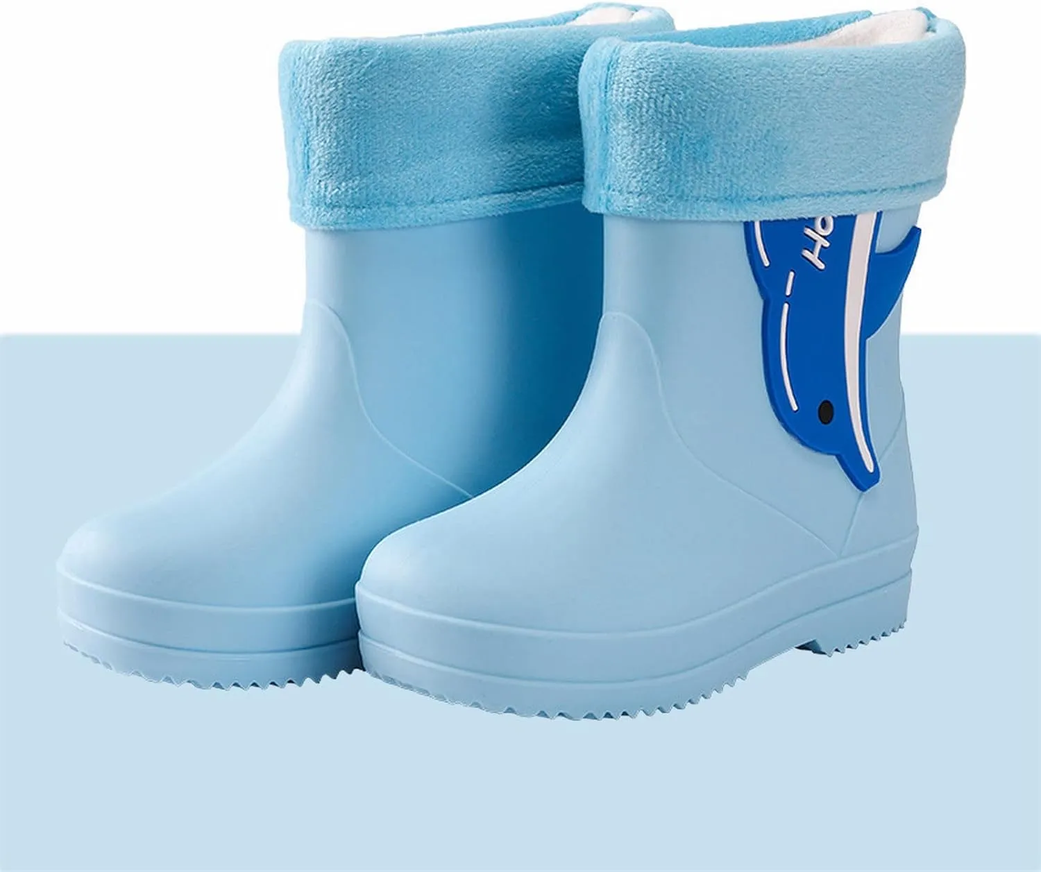 Toddler Rain Boots Plush Lined Water Shoes Waterproof Mud Boots Slip On Ankle Boots Insulated Snow Boots