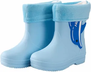 Toddler Rain Boots Plush Lined Water Shoes Waterproof Mud Boots Slip On Ankle Boots Insulated Snow Boots