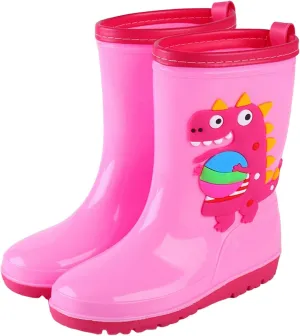 Toddler Rain Boots Waterproof Mud Boots Kids Mid Calf Water Shoes Boys Girls Rubber Rainboots Slip On Ankle Boots