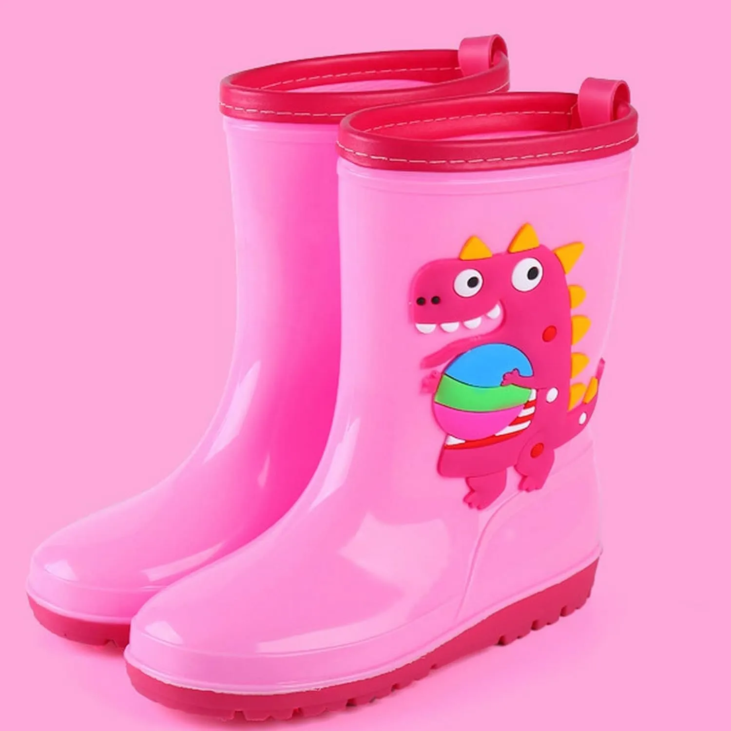 Toddler Rain Boots Waterproof Mud Boots Kids Mid Calf Water Shoes Boys Girls Rubber Rainboots Slip On Ankle Boots